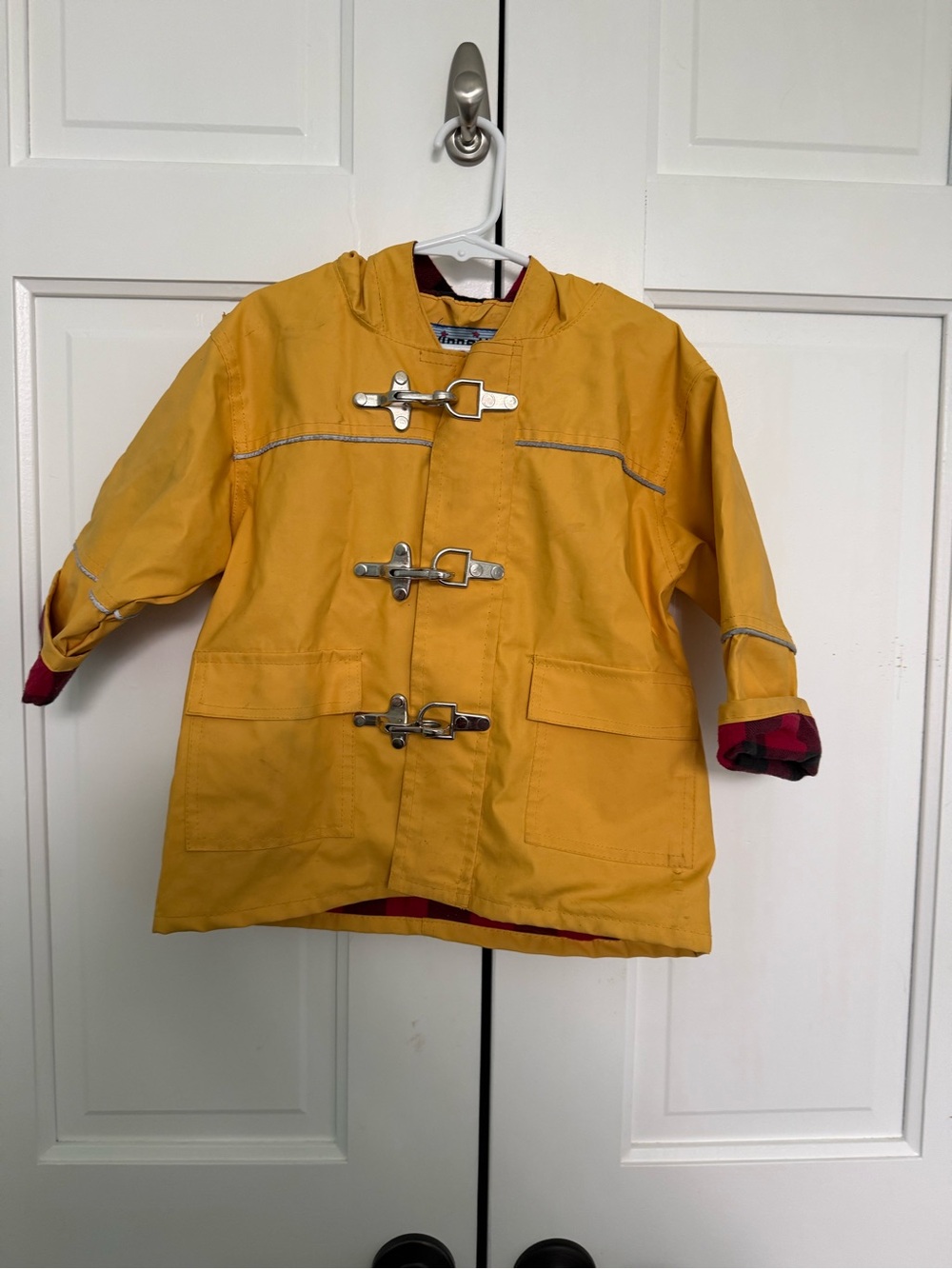 Wippette Kids' Yellow Hooded Raincoat with Red Lining